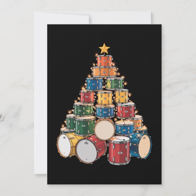 Cartes Pour Fêtes Annuelles Christmas Tree Drummer Music Holiday Drummer Band (Devant)