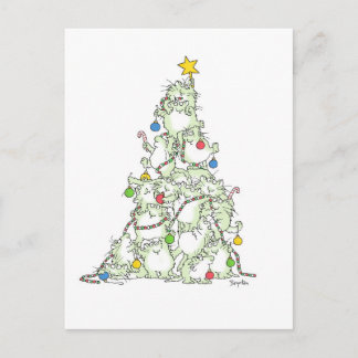 Cartes Pour Fêtes Annuelles CHRISTMAS TREE OF KITTIES postcard par Boynton