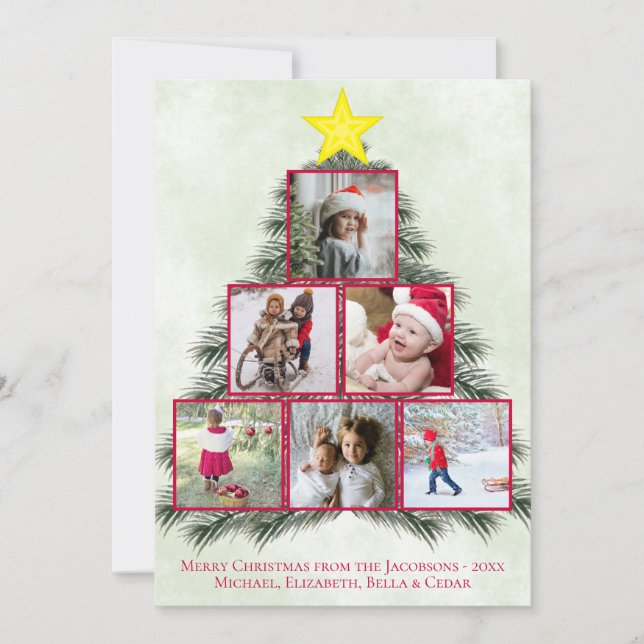 Cartes Pour Fêtes Annuelles Christmas Tree Photo Collage mignonne Festive (Devant)