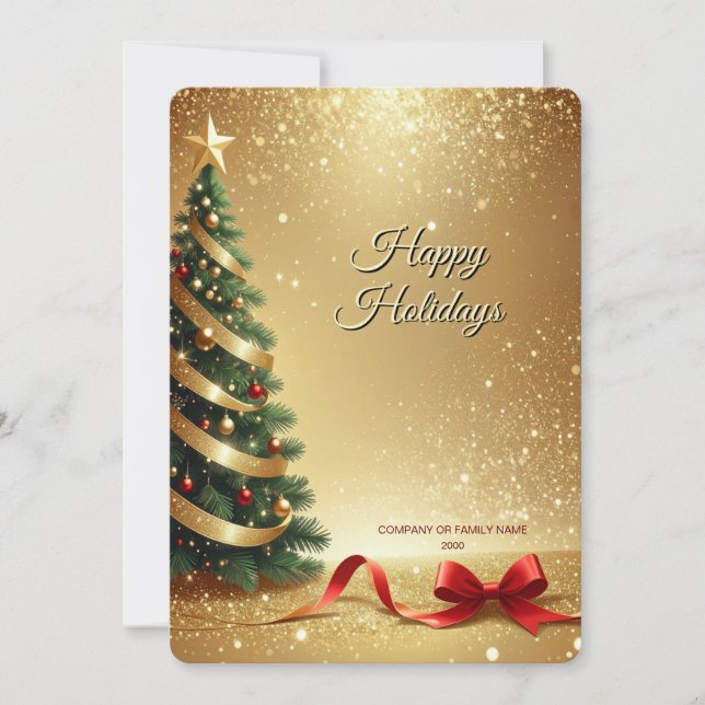 Cartes Pour Fêtes Annuelles Christmas Tree Ribbons Holiday Card (Devant)