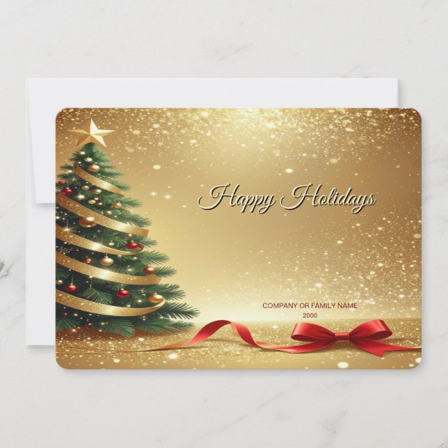 Cartes Pour Fêtes Annuelles Christmas Tree Ribbons Holiday Card (Devant)