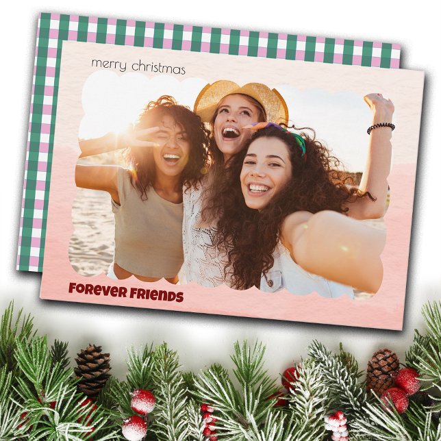 Cartes Pour Fêtes Annuelles Christmas Trendy Checks Custom Photo Holiday Cards (Créateur téléchargé)