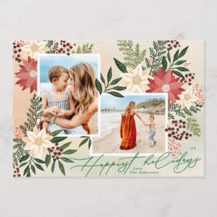 Cartes Pour Fêtes Annuelles Christmas Two Photo fleurie botanique la plus heur