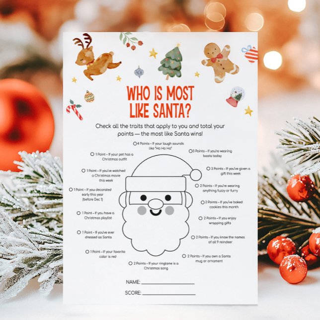 Cartes Pour Fêtes Annuelles Christmas Who is Most Like Santa Game (Christmas Party Games )