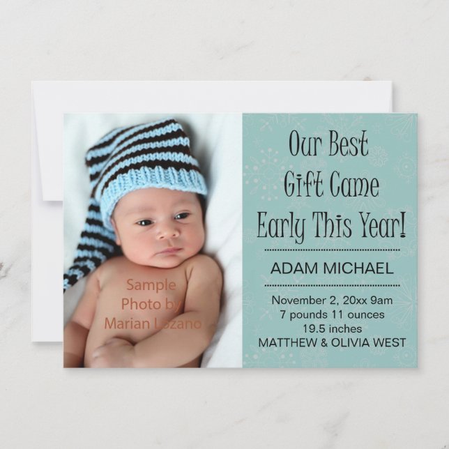 Cartes Pour Fêtes Annuelles Christmas Winter Holiday Birth Announcements (Devant)