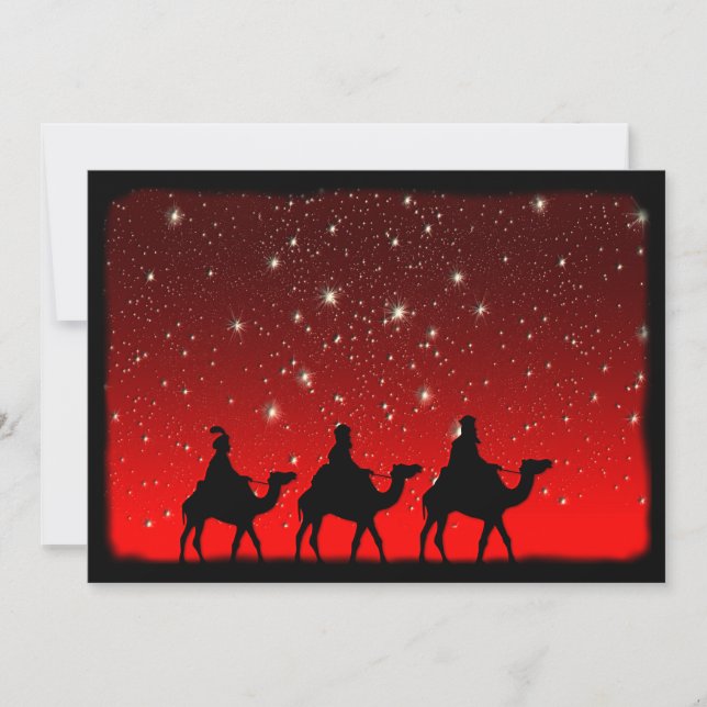 Cartes Pour Fêtes Annuelles Christmas Wise Men Red Sky Star Lite Nuit (Devant)