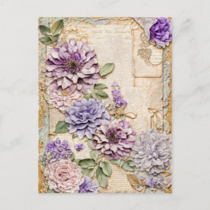 Cartes Pour Fêtes Annuelles Chrysanthemums violet élégant shabby chic
