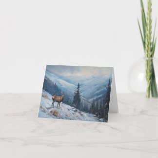 Cartes Pour Fêtes Annuelles Chuchotements d'hiver : Cerfs majestueux