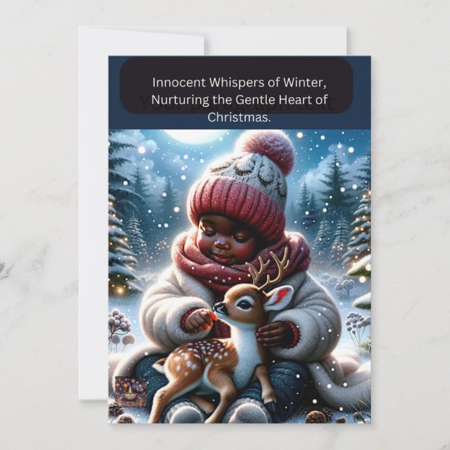 Cartes Pour Fêtes Annuelles Chuchotements Innocents d'Hiver, Nourrissant la Do (Devant)