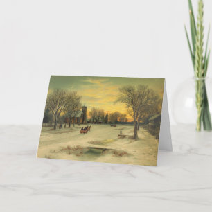 Cartes Pour Fêtes Annuelles Church Christmas Morning, A Vintage Christmas Card