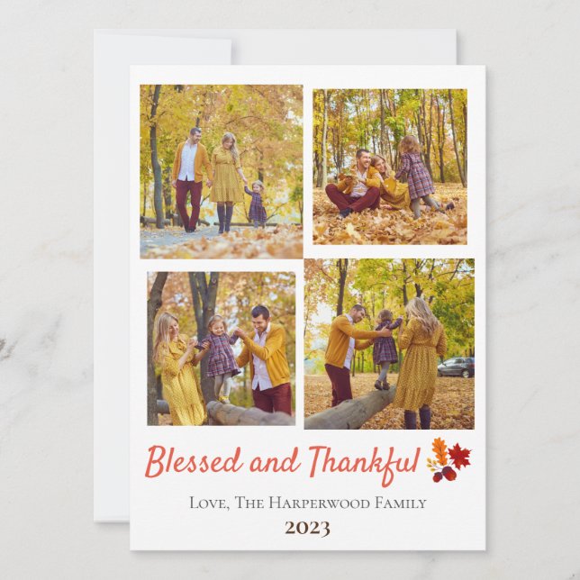 Cartes Pour Fêtes Annuelles Chute moderne Thanksgiving Photo de famille Collag (Devant)