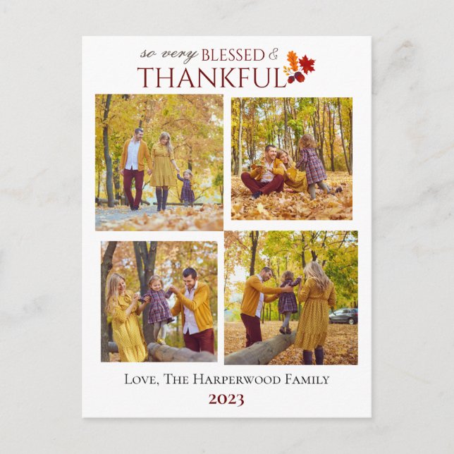 Cartes Pour Fêtes Annuelles Chute moderne Thanksgiving Photo de famille Collag (Devant)