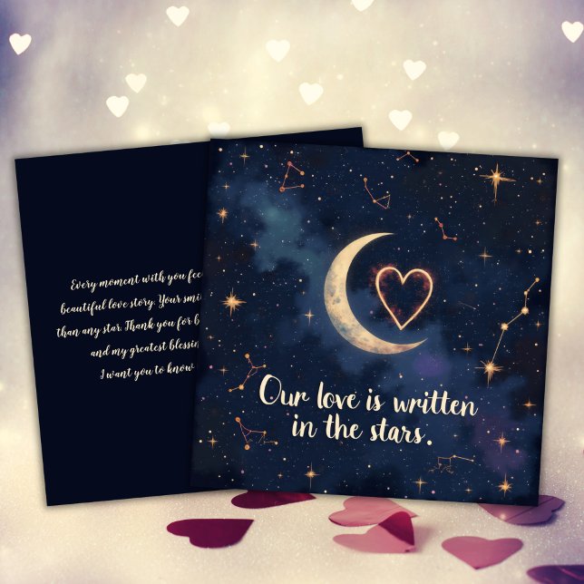 Cartes Pour Fêtes Annuelles Ciel bleu écrit dans les étoiles Saint-Valentin (Blue Sky Written in the Stars Valentine's Day Holiday Card)