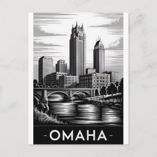 Cartes Pour Fêtes Annuelles Ciel d'Omaha Nebraska Noir Blanc Gravure sur Bois