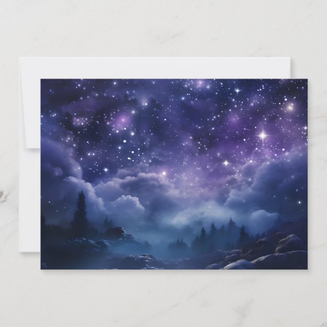 Cartes Pour Fêtes Annuelles Ciel nocturne de la forêt cosmique (Devant)
