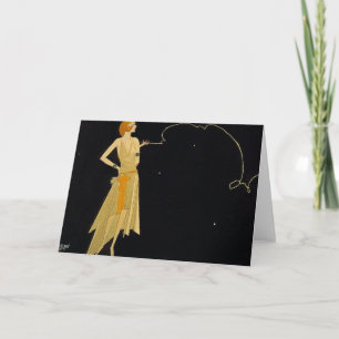 Cartes Pour Fêtes Annuelles Cigarette de tabagisme de femme d'art déco
