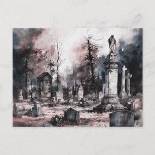 Cartes Pour Fêtes Annuelles Cimetière déplaisant et Beau Grey Halloween
