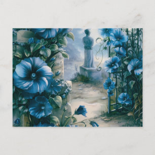 Cartes Pour Fêtes Annuelles Cimetière Graveyard Bleu Floral Belle Halloween