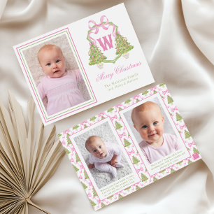 Cartes Pour Fêtes Annuelles Cimetière rose Arbre de Noël Monogramme Crest