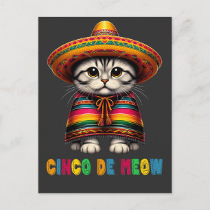 Cartes Pour Fêtes Annuelles Cinco De Mayo Chat Mexicain Drôle Sombrero Meow