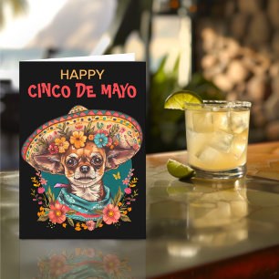 Cartes Pour Fêtes Annuelles Cinco de Mayo Chihuahua portant Sombrero & Serape