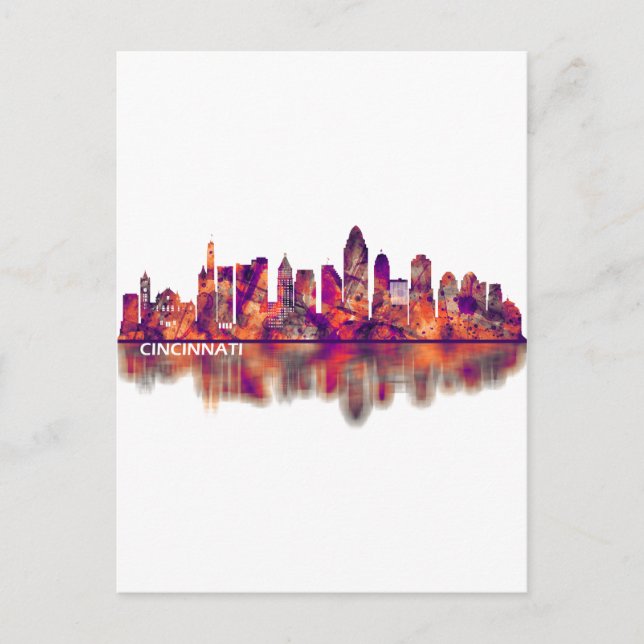 Cartes Pour Fêtes Annuelles Cinnati Ohio Skyline (Devant)
