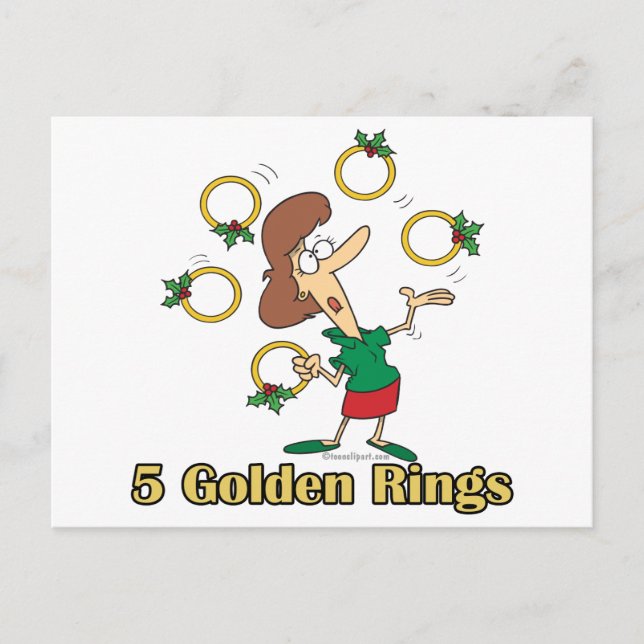 Cartes Pour Fêtes Annuelles cinq anneaux d'or 5e jour de noël (Devant)
