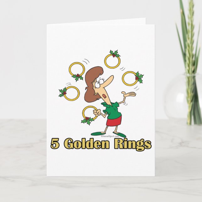 Cartes Pour Fêtes Annuelles cinq anneaux dorés 5e jour de noël (Devant)