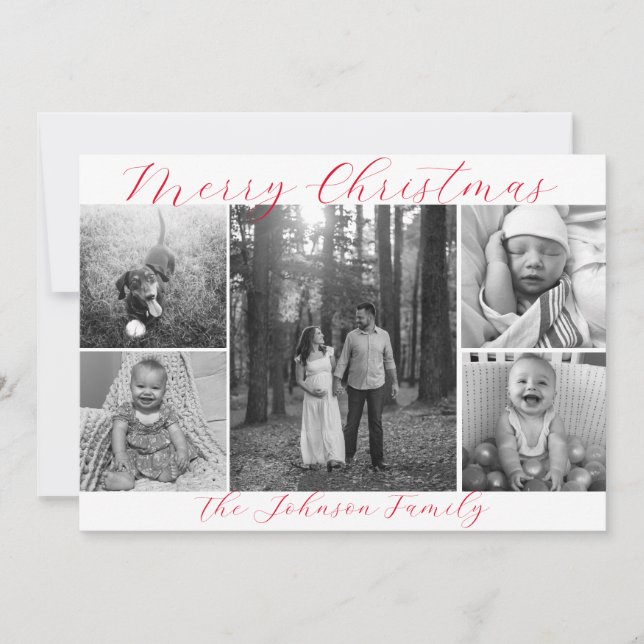 Cartes Pour Fêtes Annuelles Cinq photos de Noël (Devant)