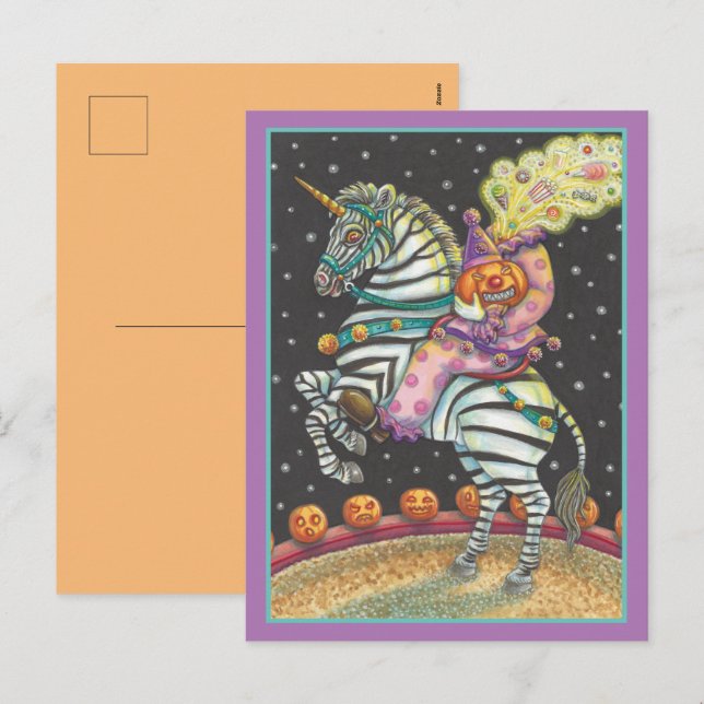 Cartes Pour Fêtes Annuelles CIRCUS DE COURSE, Halloween ZEBRA (Devant / Derrière)