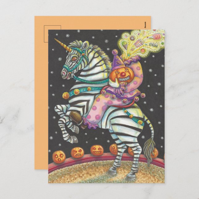 Cartes Pour Fêtes Annuelles CIRCUS DE COURSE, Halloween ZEBRA (Devant / Derrière)