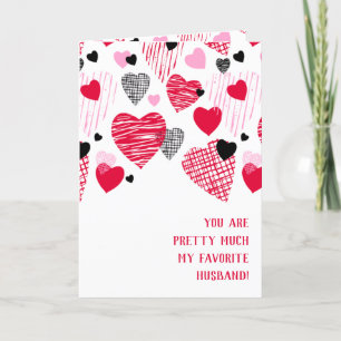 Cartes Pour Fêtes Annuelles Citation amusante Mari favori Coeur rouge Saint Va