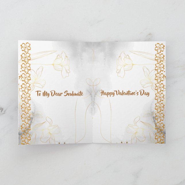 Cartes Pour Fêtes Annuelles Citation d'amour romantique Soulmate Floral Valent (Intérieur)