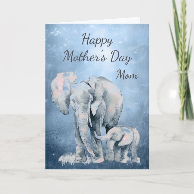 Cartes Pour Fêtes Annuelles Citation de mère aimante Éléphant & Enfant Fête de (Devant)