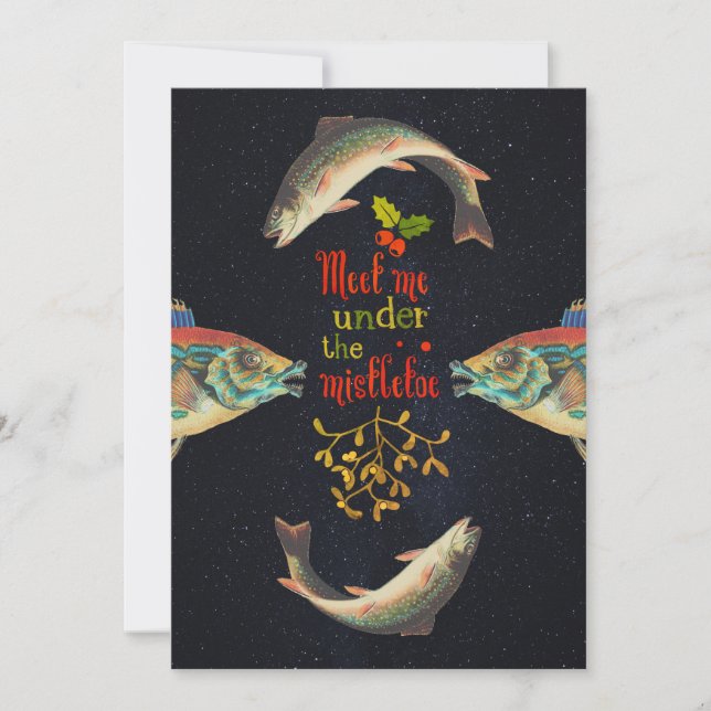 Cartes Pour Fêtes Annuelles Citation de Noël avec du poisson dans l'espace (Devant)