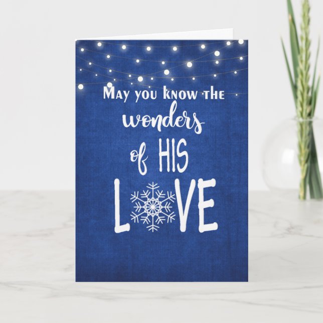 Cartes Pour Fêtes Annuelles Citation de Noël religieuse sur le bleu (Devant)