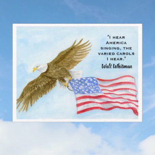 Cartes Pour Fêtes Annuelles Citation de Walt Whitman Aigle chauve volant avec
