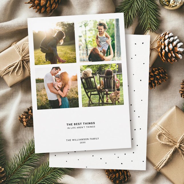 Cartes Pour Fêtes Annuelles Citation Moderne Minimaliste | Collage de Photos (Créateur téléchargé)