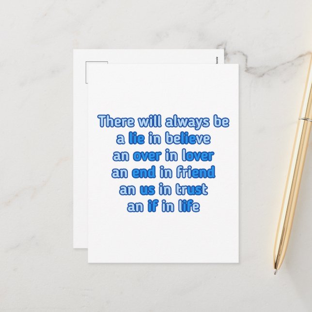 Cartes Pour Fêtes Annuelles citations sur l'amour, la vie et l'amitié (Devant/Arrière en situation)