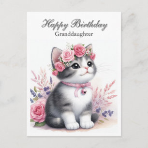 Cartes Pour Fêtes Annuelles Citez Kitten Roses Roses Petite-fille