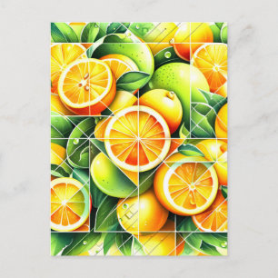 Cartes Pour Fêtes Annuelles Citron orange botanique agrumes géométrique