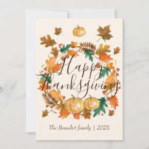 Cartes Pour Fêtes Annuelles Citrouille automne automne feuilles bon thanksgivi