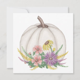 Cartes Pour Fêtes Annuelles Citrouille blanche d'automne