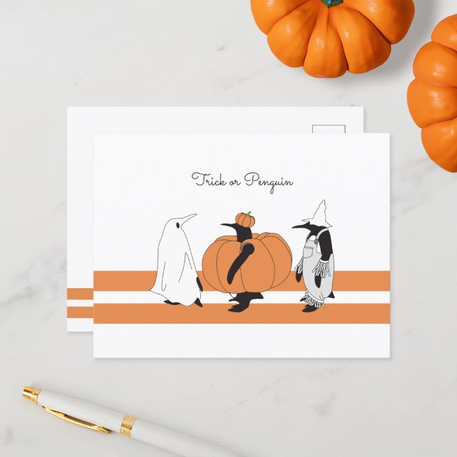 Cartes Pour Fêtes Annuelles Citrouille de dessin mignon Penguin Drôle Hallowee (Créateur téléchargé)