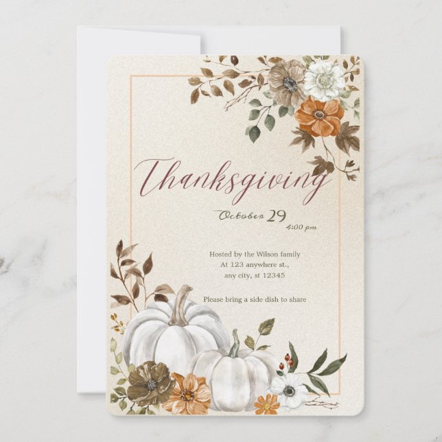 Cartes Pour Fêtes Annuelles Citrouille de Thanksgiving & Automne (Devant)