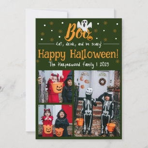 Cartes Pour Fêtes Annuelles Citrouille d'Halloween Boo Photo Collage