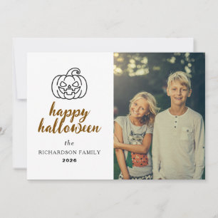 Cartes Pour Fêtes Annuelles Citrouille élégante de Jack-O'-Lantern Halloween 1