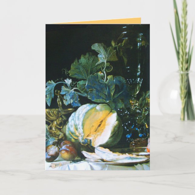 Cartes Pour Fêtes Annuelles CITROUILLE, FRUITS ET GLASSWARE Thanksgiving (Devant)
