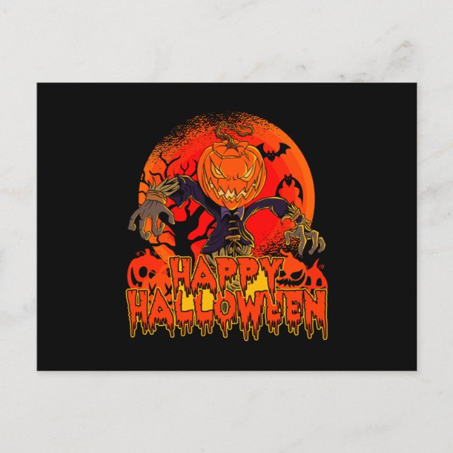 Cartes Pour Fêtes Annuelles Citrouille Halloween Scarecrow (Devant)