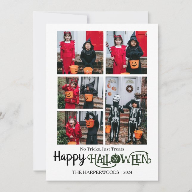 Cartes Pour Fêtes Annuelles citrouille jack-o-lanterne Halloween Famille 5 Pho (Devant)
